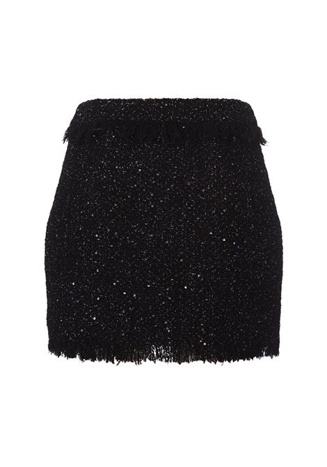 Black Lurex Tweed Mini Skirt MSGM | 3741MDD07-24761999