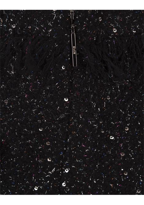 Black Lurex Tweed Mini Skirt MSGM | 3741MDD07-24761999