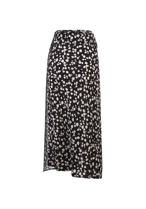 Black Satin Midi Skirt With MSGM Polka Dot Print MSGM | 3741MDD25-24766399
