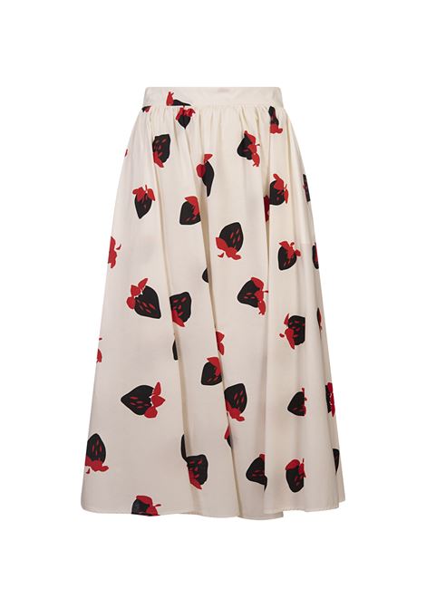 White Midi Skirt With Strawberry Print MSGM | 3741MDD26-24766602