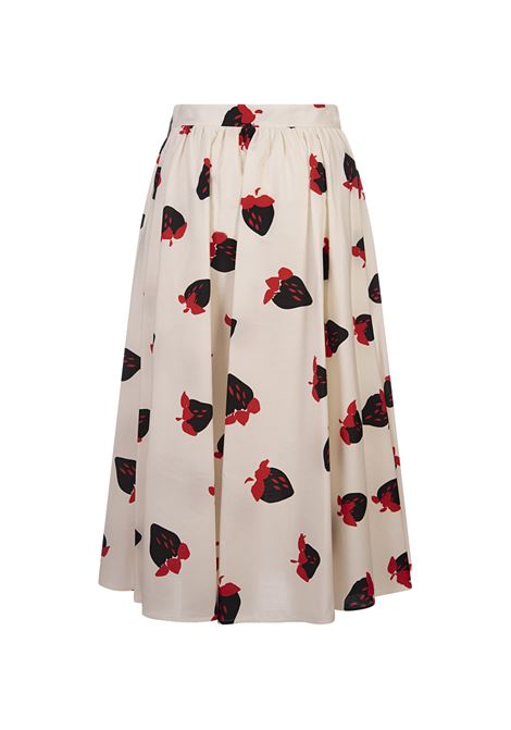 White Midi Skirt With Strawberry Print MSGM | 3741MDD26-24766602