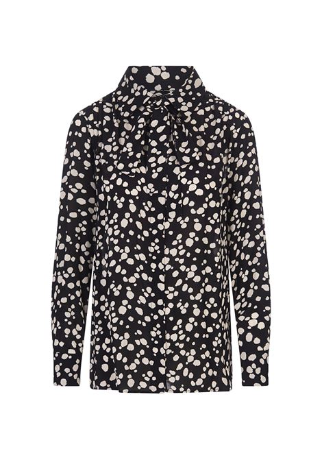 MSGM Camicia In Satin Nero Con Stampa MSGM Pois - MSGM