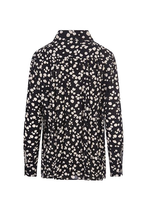 Camicia In Satin Nero Con Stampa MSGM Pois MSGM | 3741MDE08-24766399