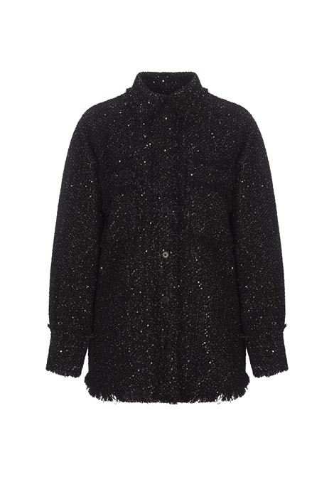 Black Lurex Tweed Shirt MSGM | 3741MDE12-24761999