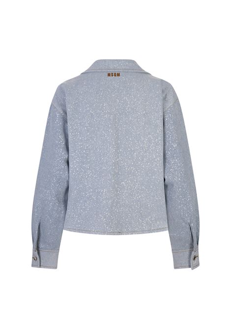 Light Blue Denim Jacket with Silver Spots MSGM | 3741MDE230-24752084