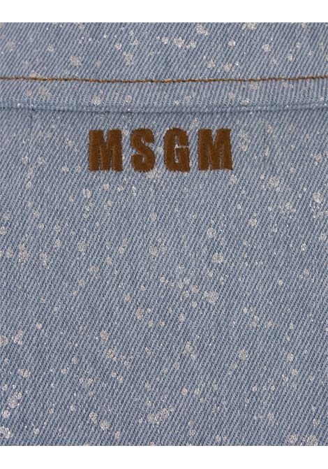 Giacca In Denim Blu Chiaro Maculata Argento MSGM | 3741MDE230-24752084