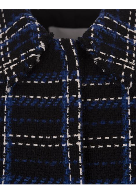 Giacca Corta In Tweed Blu Con Fantasia Maxi Check MSGM | 3741MDG04-24762899