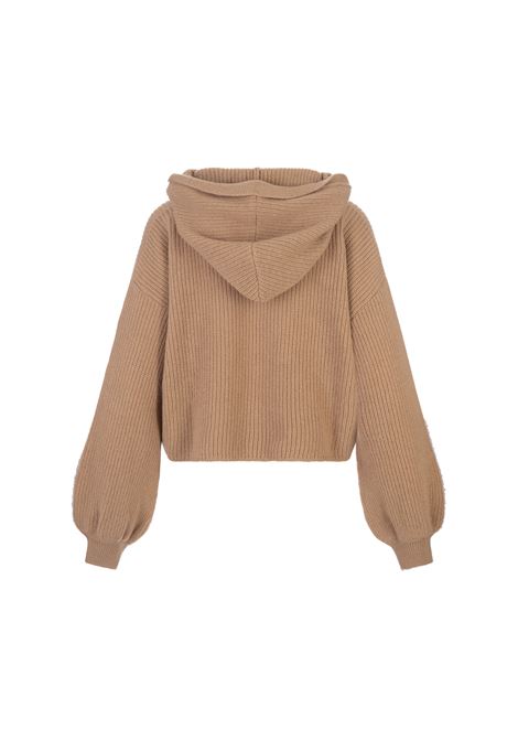 Maglione Con Cappuccio In Lana e Cashmere Biscotto MSGM | 3741MDM218-24779023