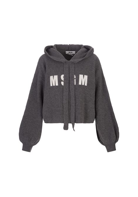 Grey Wool Cashmere Hooded Sweater MSGM | 3741MDM218-24779098