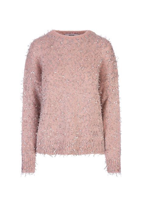 Maglione In Misto Lana Rosa Con Filo Lamé Argentato MSGM | 3741MDM224-24776512