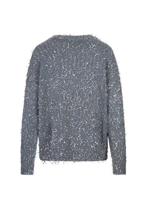 Light Blue Wool Blend Sweater With Silver Metallic Thread MSGM | 3741MDM224-24776587