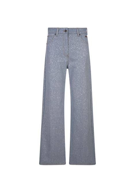 Light Blue Baggy Jeans With Silver Glitter MSGM | 3741MDP230-24752084