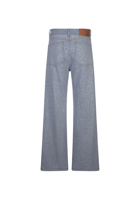 Light Blue Baggy Jeans With Silver Glitter MSGM | 3741MDP230-24752084