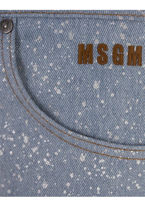 Jeans Baggy Blu Chiaro Con Glitter Argento MSGM | 3741MDP230-24752084