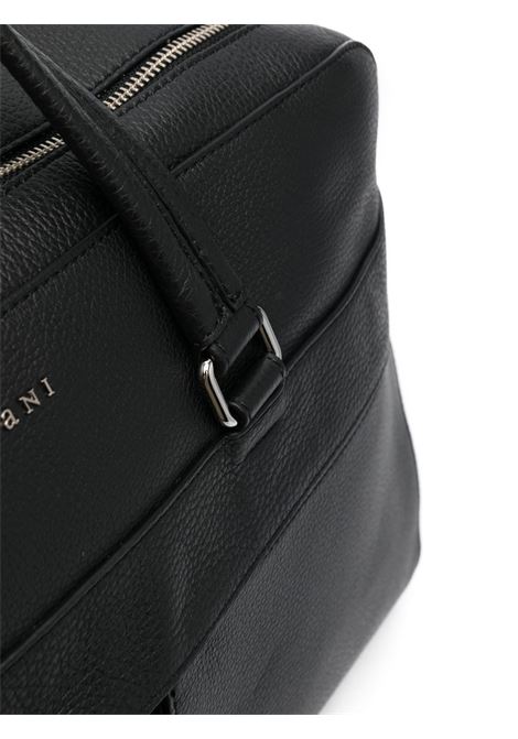 Black Leather Micron Duffle Bag With Shoulder Strap ORCIANI | P00723-MICNER