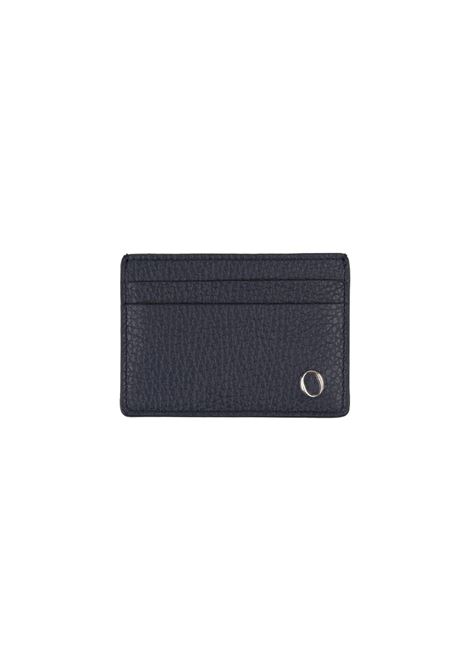 ORCIANI Portacarte In Pelle Martellata Blu Navy Con Logo - ORCIANI