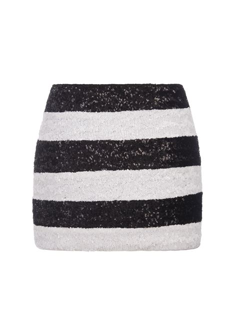 Two-Tone Striped Sequined Mini Skirt  OSEREE | PSF246-SEQUINSBLACK/WHITE