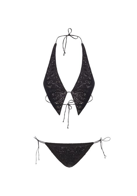 Black Paillettes Tie Bikini OSEREE | PTF235-SEQUINSBLACK
