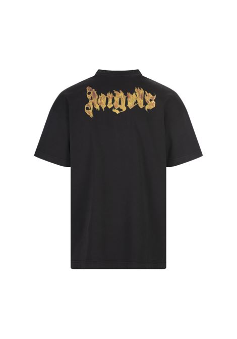 Black T-Shirt With Flamed Palm Angels Logo PALM ANGELS | PMAA001F24JER0091076