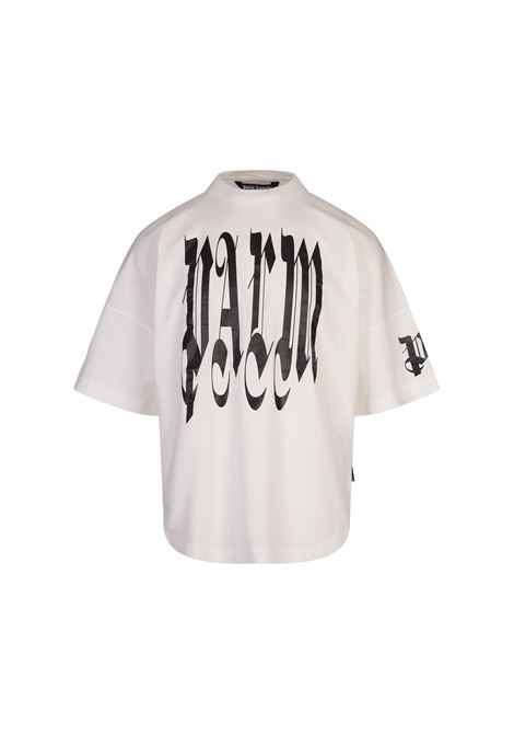 Gothic Logo Oversized T-Shirt in White PALM ANGELS | PMAA002F24JER0060310