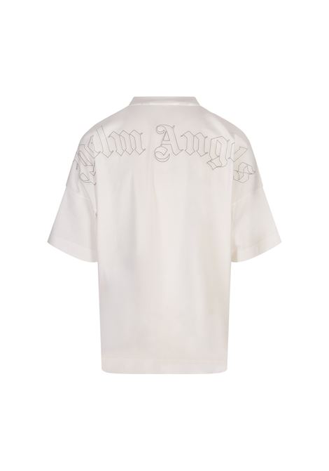 White T-Shirt With Embroidered Monogram PALM ANGELS | PMAA002F24JER0090303