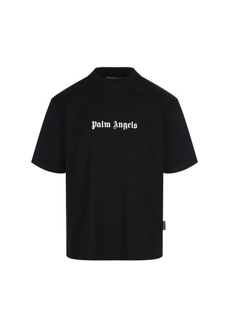 PALM ANGELS T-Shirt Nera Con Logo Frontale a Contrasto - PALM ANGELS