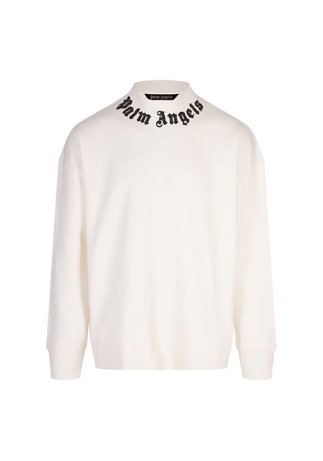 White Sweatshirt With Logo Print On Neckline PALM ANGELS | PMBA026F24FLE0090310