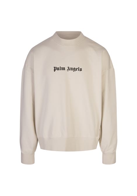 White Crew-Neck Sweatshirt With Contrast Logo PALM ANGELS | PMBA080C99FLE0010310