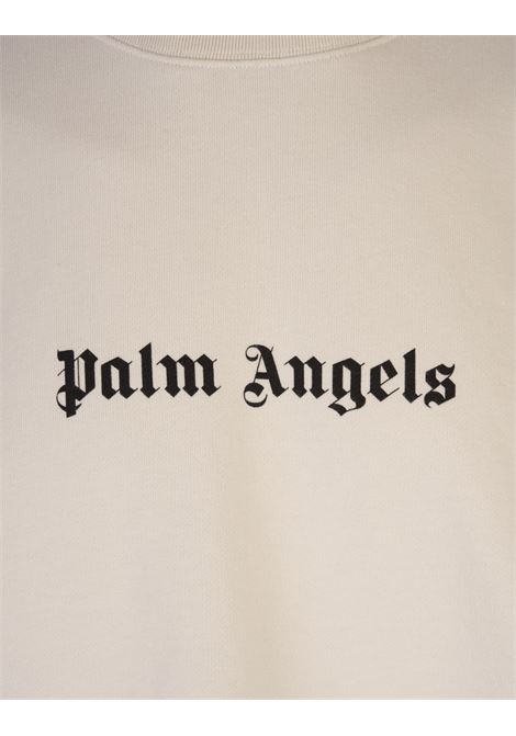 White Crew-Neck Sweatshirt With Contrast Logo PALM ANGELS | PMBA080C99FLE0010310