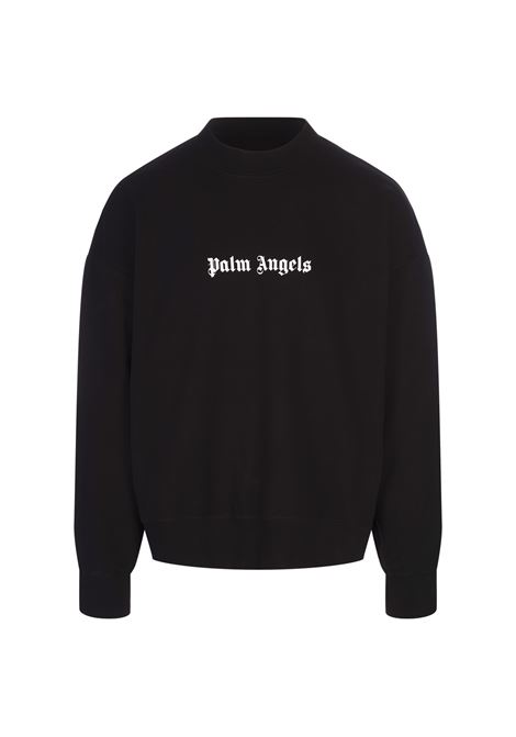 Black Crew-Neck Sweatshirt With Contrast Logo PALM ANGELS | PMBA080C99FLE0011001