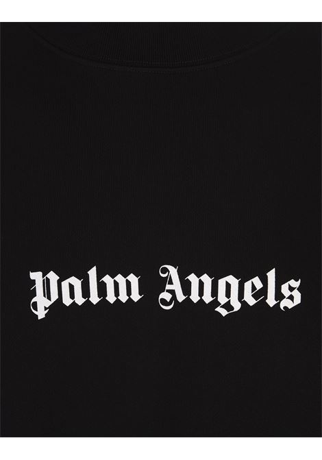 Black Crew-Neck Sweatshirt With Contrast Logo PALM ANGELS | PMBA080C99FLE0011001