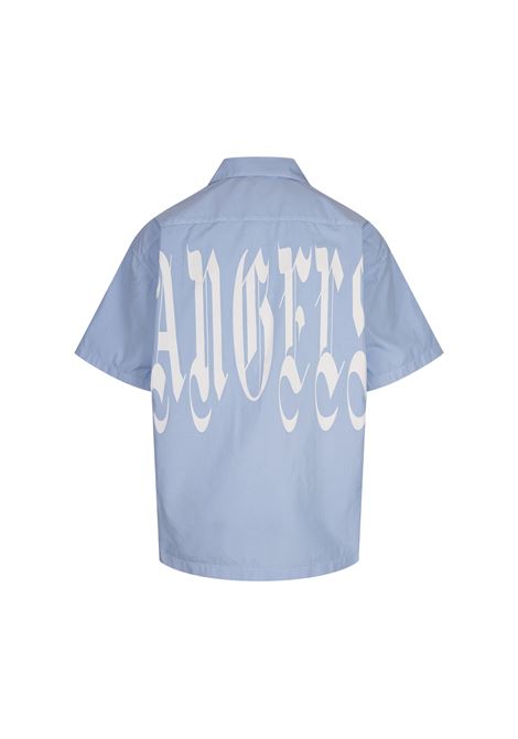 Light Blue Gothic Logo Oversize Shirt PALM ANGELS | PMGG007F24FAB0044001