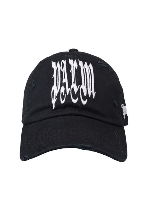 Logo Gothic Baseball Hat In Black PALM ANGELS | PMLB104F24FAB0021001