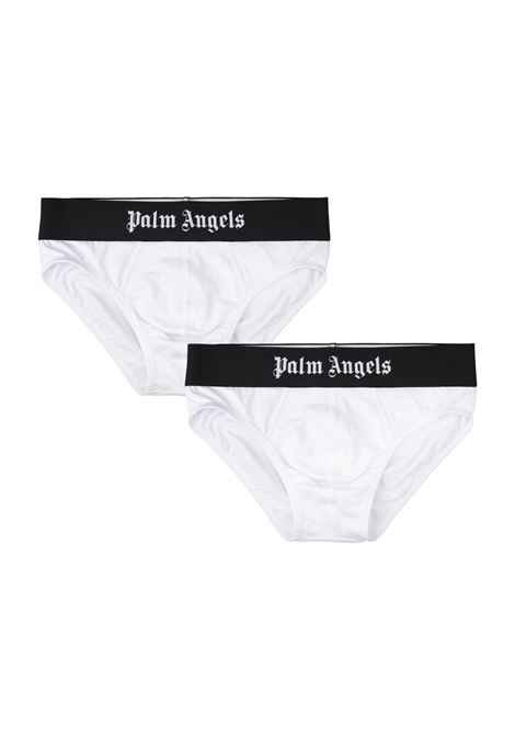 White 2-Piece Briefs Set with Logo Band PALM ANGELS | PMUF002C99FAB0050110