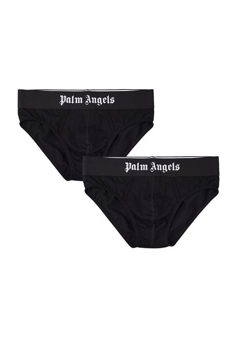 PALM ANGELS Set 2 Slip Neri Con Banda Logo - PALM ANGELS