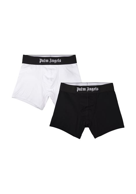 PALM ANGELS Set di 2 Boxer In Nero e Bianco Con Banda Logo - PALM ANGELS