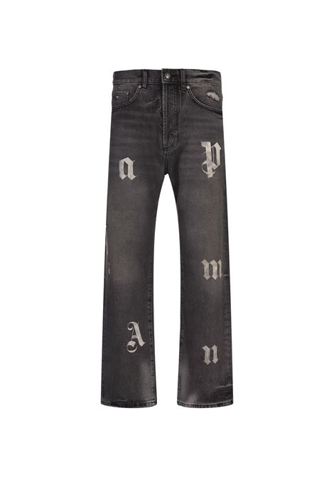 Black Loose Fit Jeans With Details PALM ANGELS | PMYA041F24DEN0011010