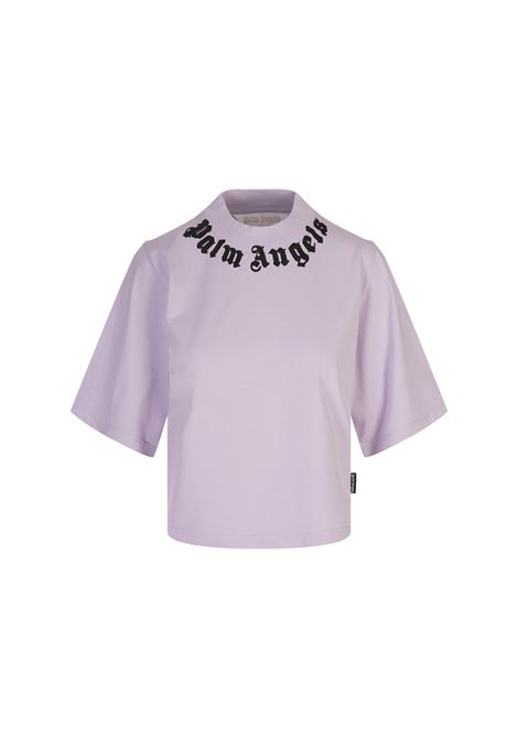 PALM ANGELS T-Shirt Lilla Con logo Sul Girocollo - PALM ANGELS