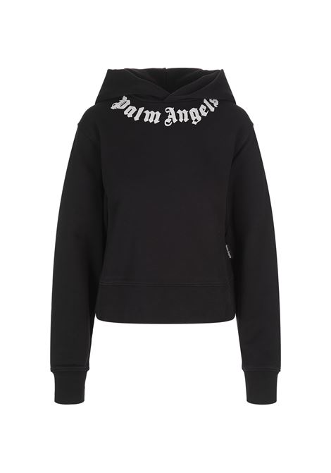 Black Hoodie with Neck Logo PALM ANGELS | PWBB069F24FLE0021003