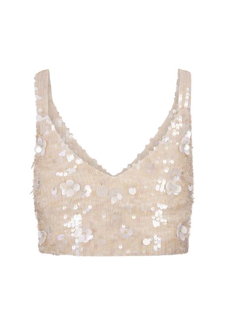 Top Crop Full Paillettes Glow Bianco PAROSH | GLOW-D311614002