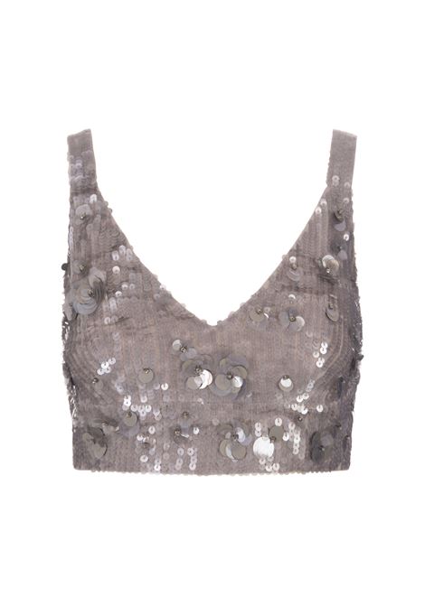 Grey Glow Full Sequins Crop Top PAROSH | GLOW-D311614018