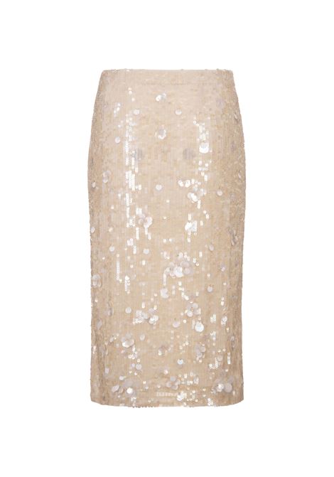 White Glow Full Sequins Longuette Skirt PAROSH | GLOW-D620654002