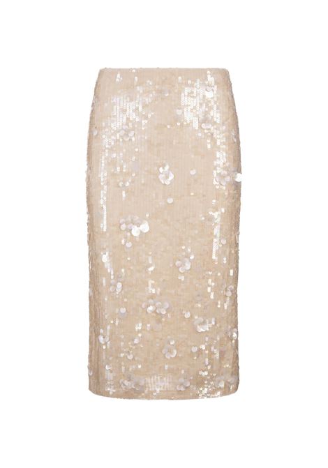 White Glow Full Sequins Longuette Skirt PAROSH | GLOW-D620654002