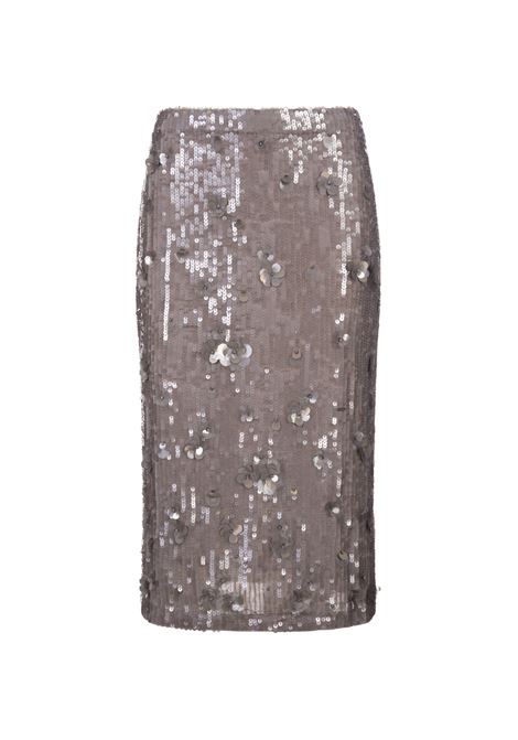 Grey Glow Full Sequins Longuette Skirt PAROSH | GLOW-D620654018