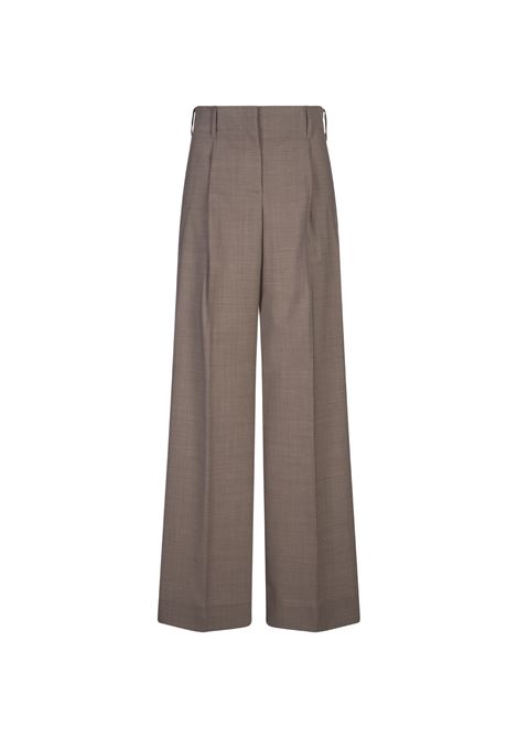 PAROSH Pantaloni Lille In Lana Stretch Taupe - PAROSH