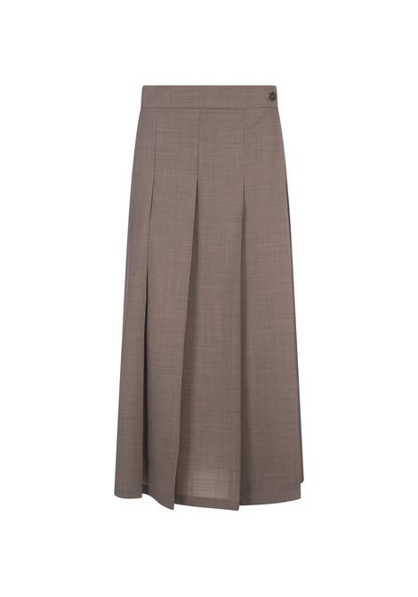 Lille Longuette Skirt In Taupe Stretch Wool PAROSH | LILLE24-D621025023