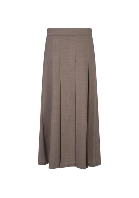 Lille Longuette Skirt In Taupe Stretch Wool PAROSH | LILLE24-D621025023