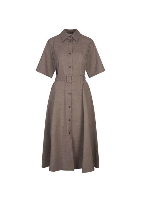 Lille Midi Shirt Dress In Taupe Stretch Wool PAROSH | LILLE24-D725432023