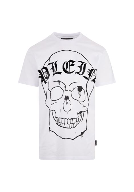 Skull Round Neck SS T-Shirt In White PHILIPP PLEIN | AADCMTK7816PJY002N01