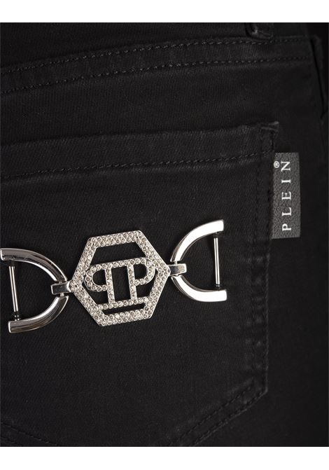 Pantaloni Jegging Hexagon a Vita Alta In Denim Nero PHILIPP PLEIN | AADCWDT2663PDE004N02NH